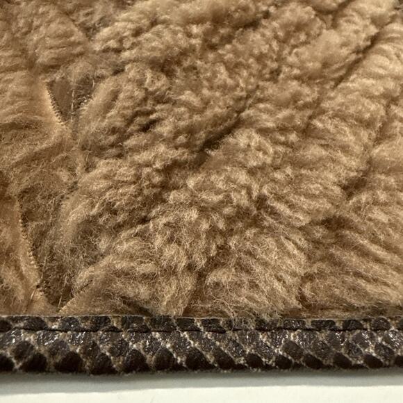 Vintage Suede & Embossed Leather Shearling Coat Tan Brown Boho Size 42 (M/L) - Picture 15 of 16